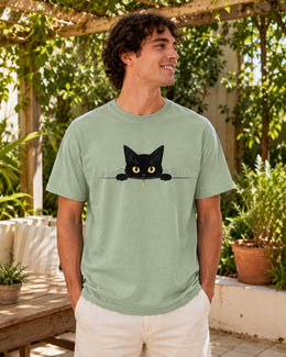 Peeking Black Cat Shirt, Cute Black Cat Tee, Cat Lover Gift, Funny Cat Comfort Colors T-Shirt, Minimal Cat Shirt