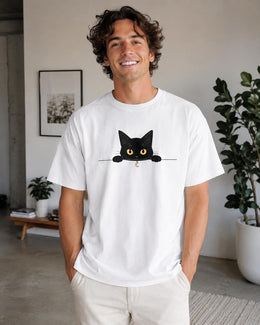 Peeking Black Cat Shirt, Cute Black Cat Tee, Cat Lover Gift, Funny Cat Comfort Colors T-Shirt, Minimal Cat Shirt