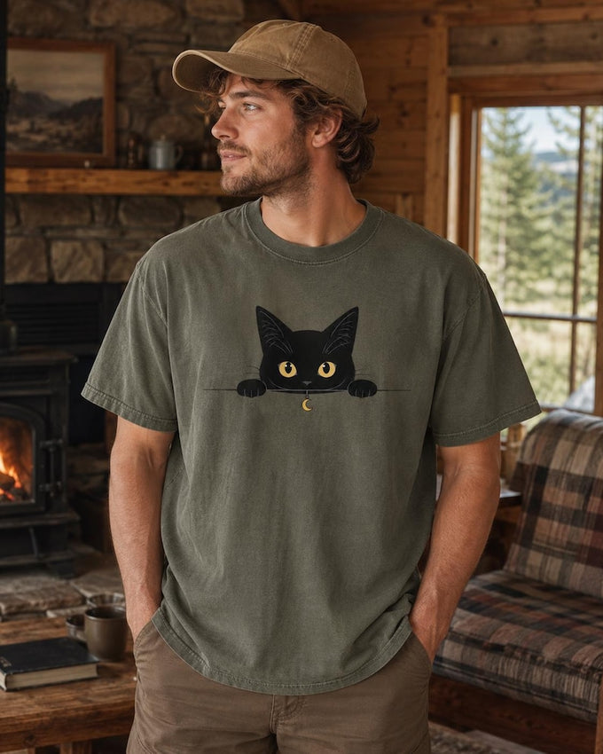 Peeking Black Cat Shirt