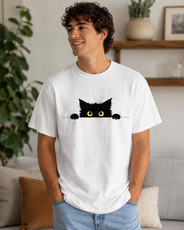 Peeking Black Cat Shirt, Cute Black Cat Tee, Cat Lover Gift, Funny Cat Comfort Colors T-Shirt, Minimal Cat Shirt