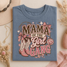 Mama Girl Gang Shirt, Western Pink Cowgirl Boots Graphic Tee, Comfort Colors 1717