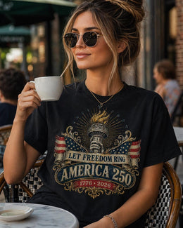 Freedom 250 Shirt, Let Freedom Ring Patriotic Tee, USA 1776 2026 Shirt, America 250 Anniversary, Comfort Colors 1717