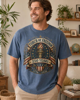 Torch of Freedom Shirt, America 250 Patriotic Tee, 250 Years Liberty Torch 1776 2026 Shirt, Comfort Colors
