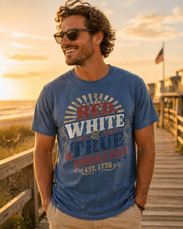 Red White and True Shirt, America 250 Shirt, Patriotic Typography Tee, 1776 2026 Shirt, Fourth of July Shirt, Freedom USA Tee