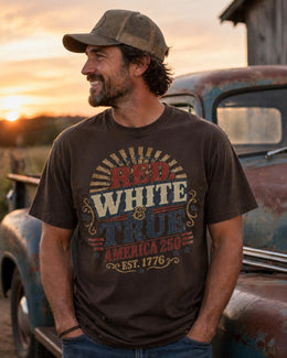 Red White and True Shirt, America 250 Shirt, Patriotic Typography Tee, 1776 2026 Shirt, Fourth of July Shirt, Freedom USA Tee