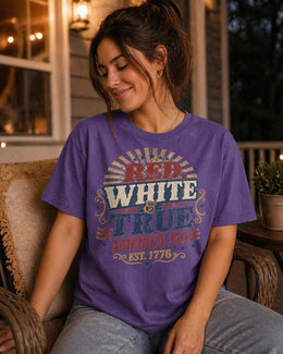 Red White and True Shirt, America 250 Shirt, Patriotic Typography Tee, 1776 2026 Shirt, Fourth of July Shirt, Freedom USA Tee