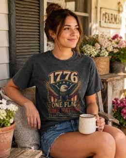 1776 One Flag One Nation Shirt, America 250 Shirt, Patriotic Eagle Tee, 250th Anniversary Shirt, 1776 2026 Fourth of July Tee