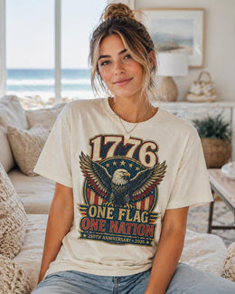 1776 One Flag One Nation Shirt, America 250 Shirt, Patriotic Eagle Tee, 250th Anniversary Shirt, 1776 2026 Fourth of July Tee