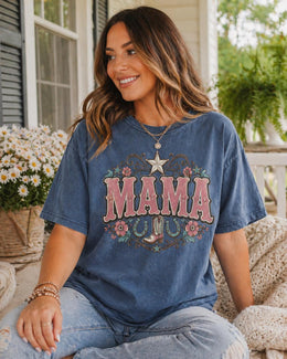 Mama Western Shirt, Cowgirl Mama Tee, Pink Mama Shirt, Coquette Western Tee, Floral Cowboy Boot Shirt, Trendy Mom Graphic Tee