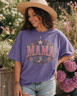 Mama Western Shirt, Cowgirl Mama Tee, Pink Mama Shirt, Coquette Western Tee, Floral Cowboy Boot Shirt, Trendy Mom Graphic Tee