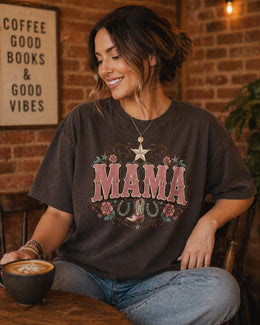 Mama Western Shirt, Cowgirl Mama Tee, Pink Mama Shirt, Coquette Western Tee, Floral Cowboy Boot Shirt, Trendy Mom Graphic Tee
