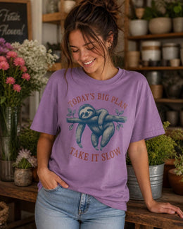 Funny Sloth Shirt, Today's Big Plan Take It Slow Tee, Sarcastic Sloth Shirt, Sloth Lover Gift, Comfort Colors Tee