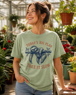 Funny Sloth Shirt, Today's Big Plan Take It Slow Tee, Sarcastic Sloth Shirt, Sloth Lover Gift, Comfort Colors Tee