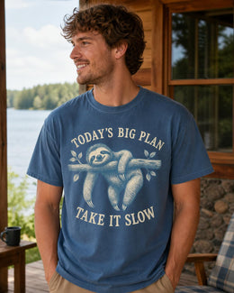 Funny Sloth Shirt, Today's Big Plan Take It Slow Tee, Sarcastic Sloth Shirt, Sloth Lover Gift, Comfort Colors Tee