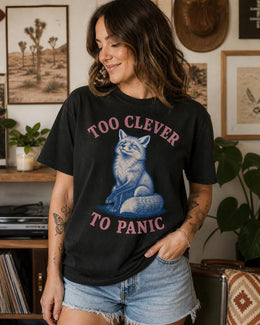 Funny Fox Shirt, Too Clever To Panic Tee, Sarcastic Fox Shirt, Fox Lover Gift, Funny Animal Comfort Colors Tee