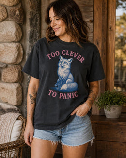 Funny Fox Shirt, Too Clever To Panic Tee, Sarcastic Fox Shirt, Fox Lover Gift, Funny Animal Comfort Colors Tee