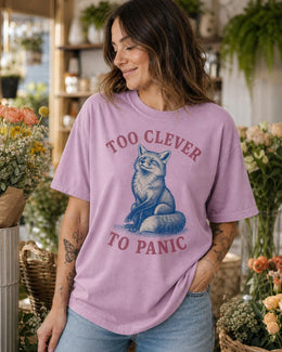 Funny Fox Shirt, Too Clever To Panic Tee, Sarcastic Fox Shirt, Fox Lover Gift, Funny Animal Comfort Colors Tee