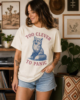 Funny Fox Shirt, Too Clever To Panic Tee, Sarcastic Fox Shirt, Fox Lover Gift, Funny Animal Comfort Colors Tee