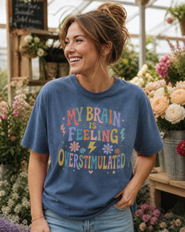 Currently Overstimulated Shirt, Funny Anxiety Tee, Mental Health Humor Shirt, Introvert Comfort Colors T-Shirt