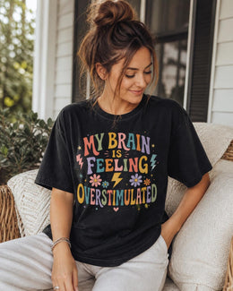 Currently Overstimulated Shirt, Funny Anxiety Tee, Mental Health Humor Shirt, Introvert Comfort Colors T-Shirt