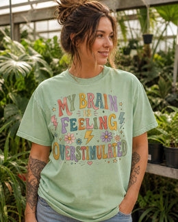Currently Overstimulated Shirt, Funny Anxiety Tee, Mental Health Humor Shirt, Introvert Comfort Colors T-Shirt