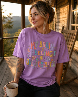 Currently Overstimulated Shirt, Funny Anxiety Tee, Mental Health Humor Shirt, Introvert Comfort Colors T-Shirt