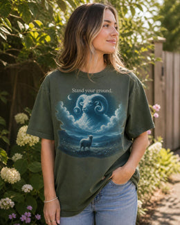 Stand Your Ground Shirt, Sheep Ram Graphic Tee, Motivational Animal Shirt, Fantasy Comfort Colors T-Shirt, Farm Animal Gift