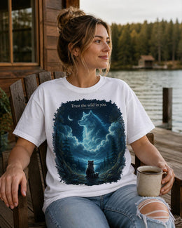 Trust The Wild In You Shirt, Raccoon Wolf Graphic Tee, Motivational Animal Shirt, Fantasy Comfort Colors T-Shirt