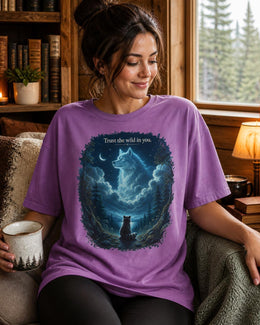 Trust The Wild In You Shirt, Raccoon Wolf Graphic Tee, Motivational Animal Shirt, Fantasy Comfort Colors T-Shirt