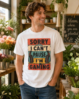 Sorry I Can't Pause I'm Gaming Shirt, Funny Gamer Tee, Video Game Shirt, Gaming Gift, Comfort Colors T-Shirt