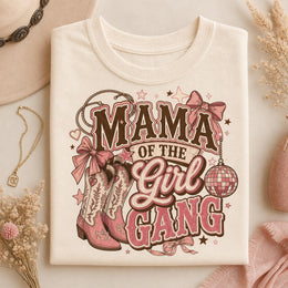 Mama Girl Gang Shirt, Western Pink Cowgirl Boots Graphic Tee, Comfort Colors 1717