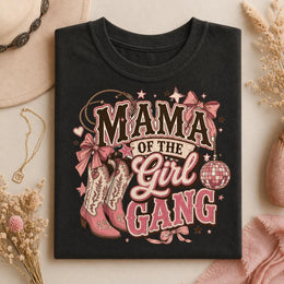 Mama Girl Gang Shirt, Western Pink Cowgirl Boots Graphic Tee, Comfort Colors 1717