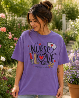 Nurse Love Shirt, Compassion In Action Tee, Nurse Shirt, Registered Nurse Gift, Nursing Student Comfort Colors T-Shirt