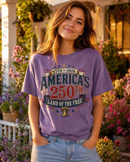 1776 2026 America 250 Shirt, Land of the Free Patriotic Tee, USA 250th Anniversary Shirt, Comfort Colors 1717