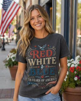Red White Blue Shirt, America 250 Tee, Patriotic 1776 2026 Shirt, USA 250 Years Shirt, Comfort Colors 1717