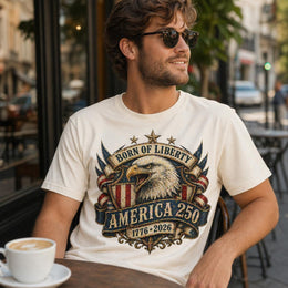 Born of Liberty Shirt, America 250 Patriotic Eagle Tee, 1776 2026 USA Anniversary Shirt, Comfort Colors