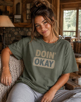 Doin' Okay Shirt, Funny Mental Health Tee, Anxiety Humor Shirt, Introvert Shirt, Self Care Comfort Colors T-Shirt
