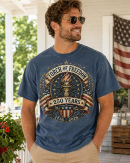 Torch of Freedom Shirt, America 250 Patriotic Tee, 250 Years Liberty Torch 1776 2026 Shirt, Comfort Colors