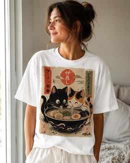 Ramen Cats Shirt, Cute Cat Noodles Tee, Japanese Food Shirt, Anime Cat Lover Gift, Comfort Colors T-Shirt