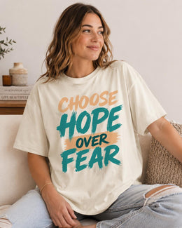 Choose Hope Over Fear Shirt, Motivational Shirt, Inspirational Tee, Self Care Comfort Colors T-Shirt, Encouragement Gift