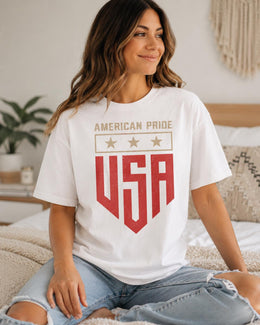 American Pride USA Shirt, Patriotic Shirt, 4th of July Tee, Red White Blue Comfort Colors T-Shirt, USA Gift