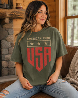 American Pride USA Shirt, Patriotic Shirt, 4th of July Tee, Red White Blue Comfort Colors T-Shirt, USA Gift