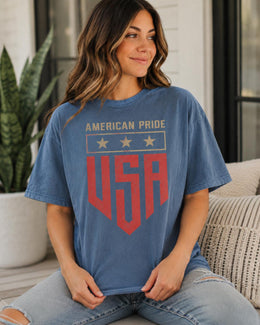 American Pride USA Shirt, Patriotic Shirt, 4th of July Tee, Red White Blue Comfort Colors T-Shirt, USA Gift