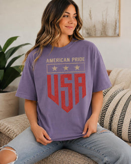 American Pride USA Shirt, Patriotic Shirt, 4th of July Tee, Red White Blue Comfort Colors T-Shirt, USA Gift