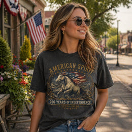American Spirit Shirt, America 250 Horse Tee, 250 Years of Independence Shirt, Patriotic Western Shirt, 1776 2026 Comfort Colors