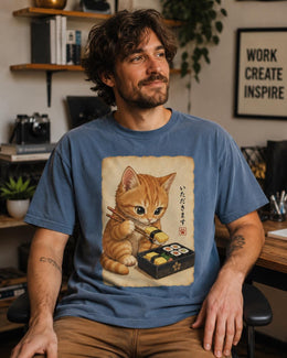 Orange Cat Sushi Shirt, Cute Kitten Sushi Tee, Japanese Food Shirt, Cat Lover Gift, Anime Cat Comfort Colors T-Shirt