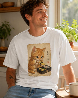 Orange Cat Sushi Shirt, Cute Kitten Sushi Tee, Japanese Food Shirt, Cat Lover Gift, Anime Cat Comfort Colors T-Shirt