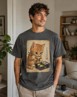 Orange Cat Sushi Shirt, Cute Kitten Sushi Tee, Japanese Food Shirt, Cat Lover Gift, Anime Cat Comfort Colors T-Shirt