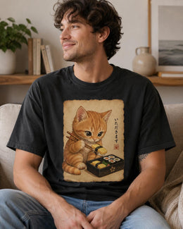 Orange Cat Sushi Shirt, Cute Kitten Sushi Tee, Japanese Food Shirt, Cat Lover Gift, Anime Cat Comfort Colors T-Shirt