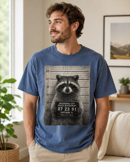 Raccoon Mugshot Shirt, Funny Raccoon Shirt, Trash Panda Tee, Sarcastic Animal Comfort Colors T-Shirt, Raccoon Gift